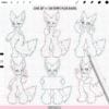 Procreate Furry Bases: 100 anime style anthro pose and expression stamps (Photoshop & CSP supported)