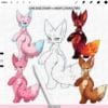Procreate Furry Bases: 100 anime style anthro pose and expression stamps (Photoshop & CSP supported)
