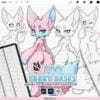 Procreate Furry Bases: 100 anime style anthro pose and expression stamps (Photoshop & CSP supported)
