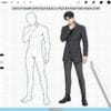 Procreate pose base stamp preview — anime male standing pose outline and finished character, sketch faster for manga art