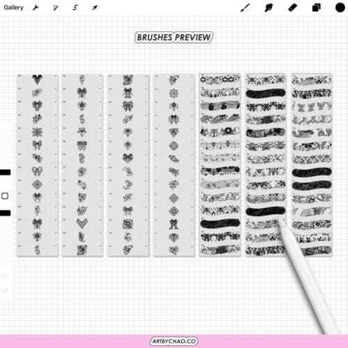 Procreate Lace Brushes: 136 texture, border and lace stamp brushes