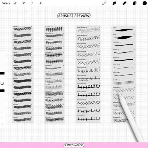 Procreate Lace Brushes: 136 texture, border and lace stamp brushes