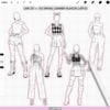 100 spring summer fashion outfits stamp set – ready-to-color female outfit poses and figure templates for fashion sketching in Procreate (Photoshop & CSP compatible)