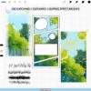 Procreate webtoon FX brushes: 100 layout, speech bubbles, panel borders, hatching and lighting effects