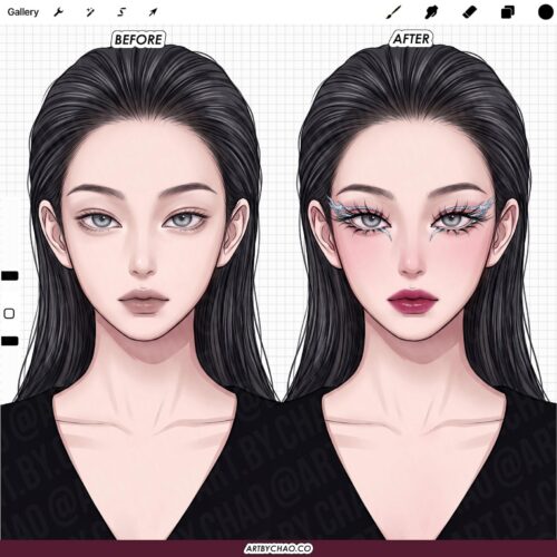 Procreate Makeup Brushes: 110 eyeliner, lashes, eyeshadow, glitter and lipstick set