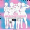 Procreate Manga Anime Body Shapes: 100 female pose base stamps (Photoshop & CSP supported)