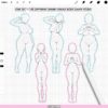 Procreate Manga Anime Body Shapes: 100 female pose base stamps (Photoshop & CSP supported)