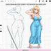 Procreate Manga Anime Body Shapes: 100 female pose base stamps (Photoshop & CSP supported)