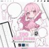 Procreate Chibi Base Poses: 100 chibi character body stamps (Photoshop & CSP supported)