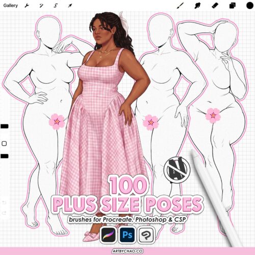 Procreate Plus Size Stamps: 100 female body pose stamps for figure drawing (Photoshop & CSP supported) Procreate Plus Size Stamps: 100 female body pose stamps for figure drawing (Photoshop & CSP supported)