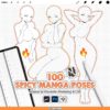 Procreate Spicy Manga Poses: 100 curvy female pose stamps (Photoshop & CSP supported)