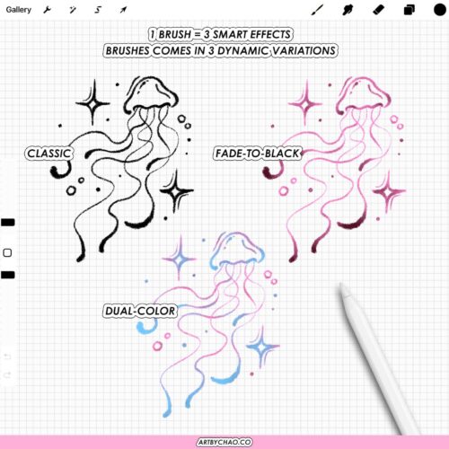 Procreate Soft Tattoo Brushes: 150 Dual-Color Liners, Pastel Pencils, Crayons and Watercolors for Tattoo Flash