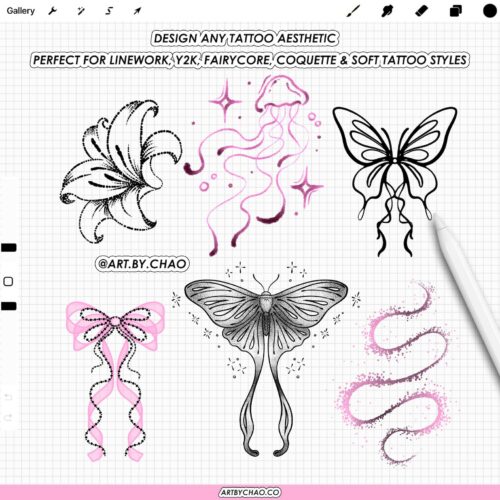 Procreate Soft Tattoo Brushes: 150 Dual-Color Liners, Pastel Pencils, Crayons and Watercolors for Tattoo Flash
