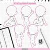 Procreate Chibi Base Poses: 100 chibi character body stamps (Photoshop & CSP supported)