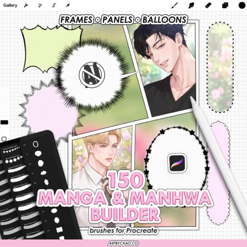 Procreate Manga Manhwa Layout Brushes: 150 Frames, Panels, Speech Balloons Procreate Manga Manhwa Layout Brushes: 150 Frames, Panels, Speech Balloons | Webtoon Layout Kit Procreate
